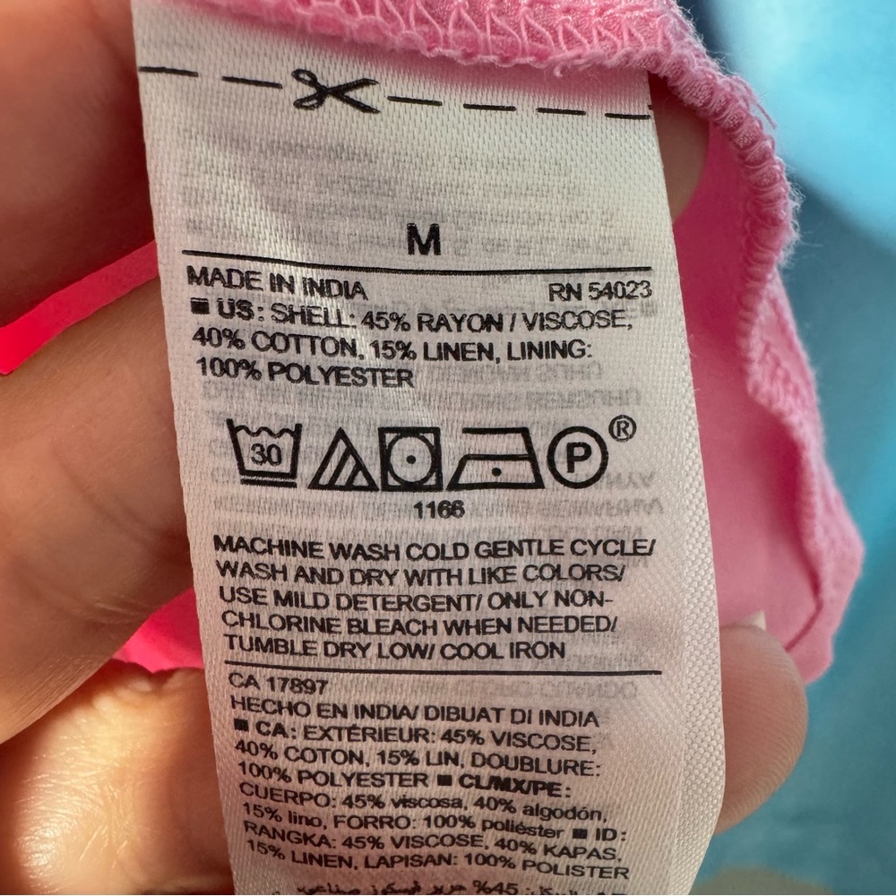 Old Navy Pink Striped Linen Blend Button Front Midi Peasant Dress M summer dress - Picture 5 of 9
